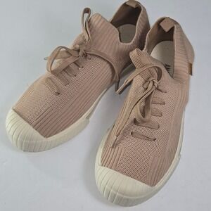 ANACAPRI Women Knit Slip On Sneakers Taupe Lace Up Comfort Shoes 38 EUR 7.5 US
